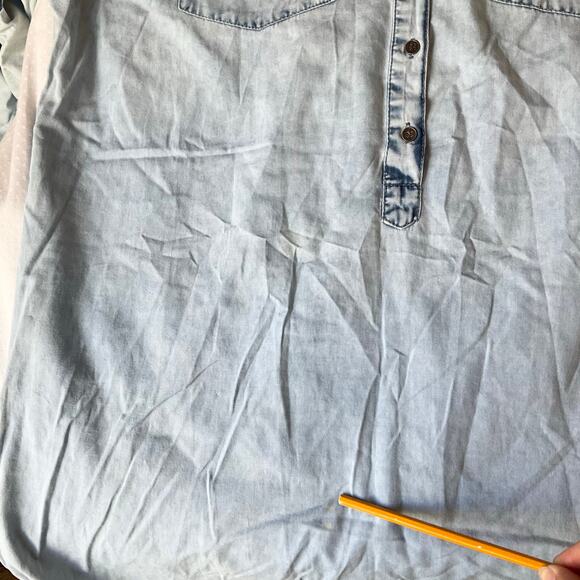 Speed Control Women Denim Shirt Dress size 2X Blue Half Button Down 3/4 Sleeve - Picture 10 of 14